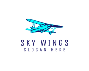 Flying Airplane Aviation logo design