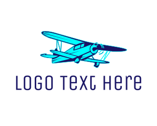 Blue Vintage Airplane Logo