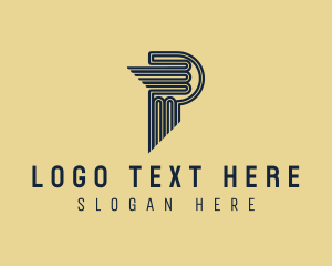 Column - Pillar Wings Letter P logo design