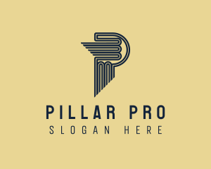 Pillar Wings Letter P logo design