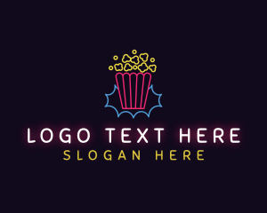 Neon Light - Popcorn Snack Cinema logo design