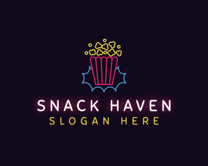 Popcorn Snack Cinema logo design