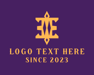 Relic - Golden Diamond Pillar Letter E logo design