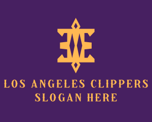 Golden Diamond Pillar Letter E Logo