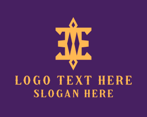 Golden Diamond Pillar Letter E Logo