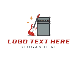 Sound System - Electric Guitar Amplifier Speaker logo design