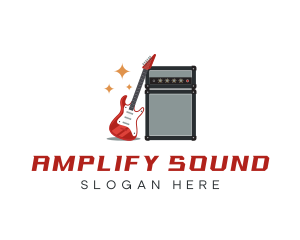 Electric Guitar Amplifier Speaker logo design