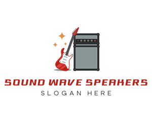 Electric Guitar Amplifier Speaker logo design