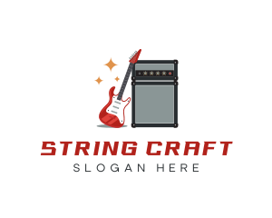 Electric Guitar Amplifier Speaker logo design