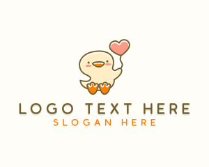 Cute - Duck Bird Heart logo design