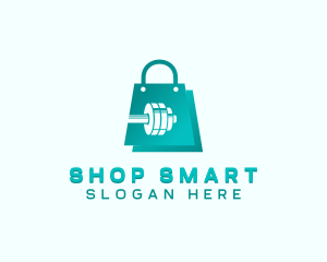 Shopping - Dumbbell Shopping Bag logo design