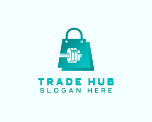 Marketplace - Dumbbell Shopping Bag logo design