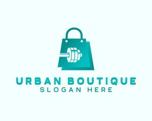 Shop - Dumbbell Shopping Bag logo design