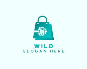 Marketplace - Dumbbell Shopping Bag logo design