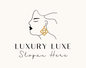 Woman Luxe Jewelry Earring logo design