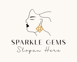 Earrings - Woman Luxe Jewelry Earring logo design