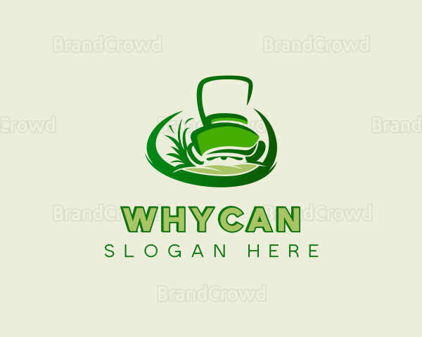 Grass Cutting Lawn Mower Logo