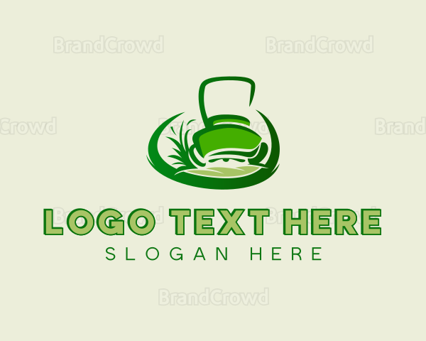 Grass Cutting Lawn Mower Logo