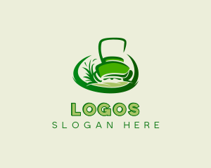 Grass Cutting Lawn Mower Logo