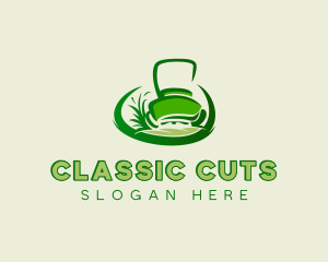 Grass Cutting Lawn Mower logo design