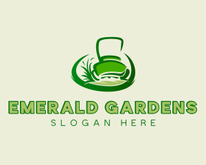 Grass Cutting Lawn Mower logo design