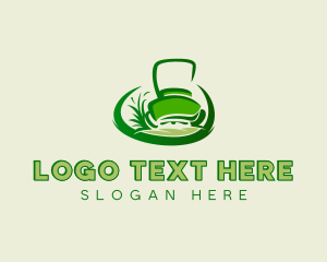 Grass Cutting Lawn Mower Logo