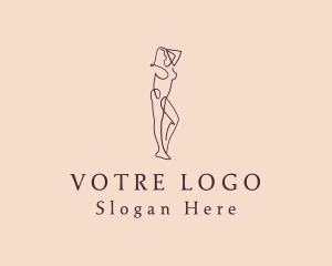 Nude - Nude Woman Monoline logo design