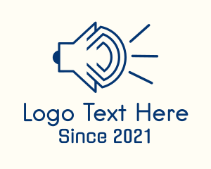 Speaker - Blue Megaphone Outline logo design