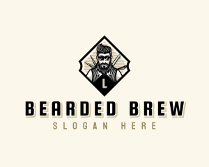 Bearded - Beard Barbershop Stylist logo design