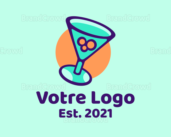 Neon Martini Glass Logo