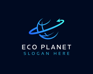 Globe Planet Arrow logo design