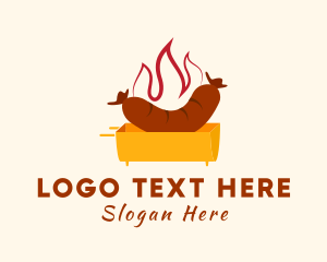 Food Stall - Flame Hot Dog Grill logo design