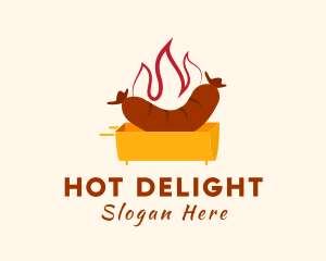 Flame Hot Dog Grill logo design