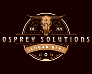 Elegant Bull Skull Horn logo design