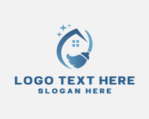 Home Cleaning - House Cleaning Broom logo design