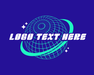 Global Technology Business Y2K logo design