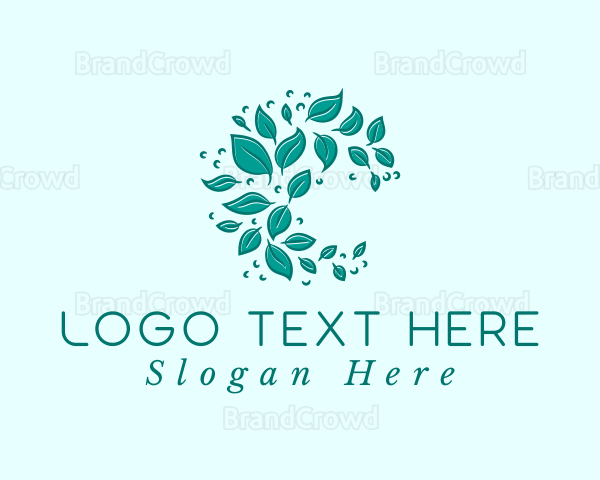 Botanical Leaf Wreath Logo