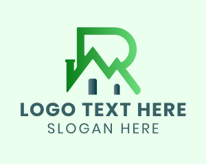 Artchitect - Green Roof Letter R logo design