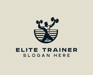 Weightlifting Dumbbell Fitness logo design