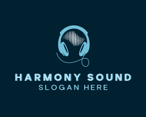Sound Wave Headphones logo design