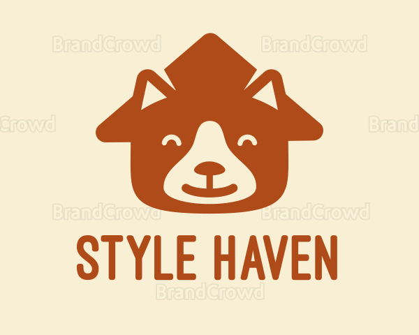 Brown Happy Dog Face House Logo