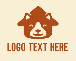 Dog House - Brown Happy Dog Face House logo design