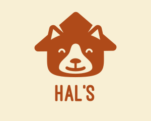 Face - Brown Happy Dog Face House logo design