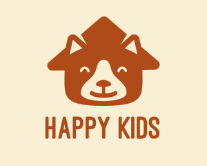 Brown Happy Dog Face House logo design