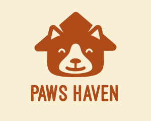 Brown Happy Dog Face House logo design