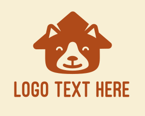 Mutt - Brown Happy Dog Face House logo design