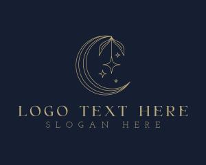 Night - Star Moon Floral logo design