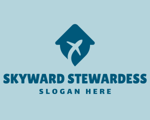 Stewardess - Home Location Airplane Travel logo design