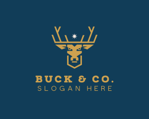 Buck - Deer Elk Crown logo design