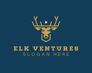 Elk - Deer Elk Crown logo design